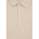 WE Fashion - Poloshirt - Beige - Katoen - Korte Mouwen