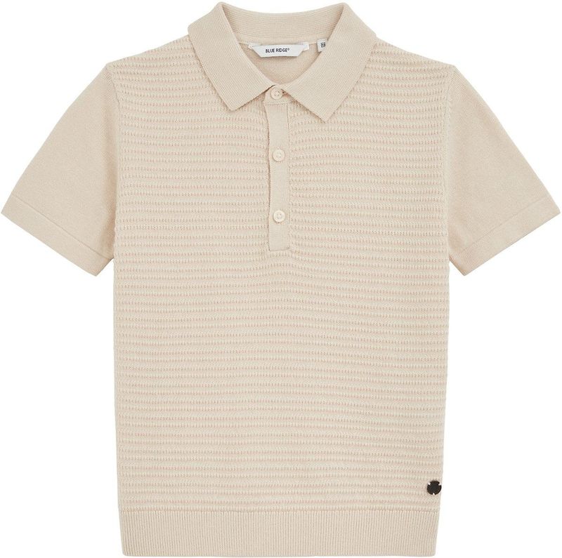 WE Fashion - Poloshirt - Beige - Katoen - Korte Mouwen