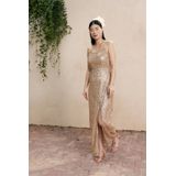 WE Fashion - Maxi Jurk - Goud - Pailletten - Regular Fit
