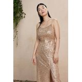 WE Fashion - Maxi Jurk - Goud - Pailletten - Regular Fit