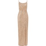 WE Fashion - Maxi Jurk - Goud - Pailletten - Regular Fit