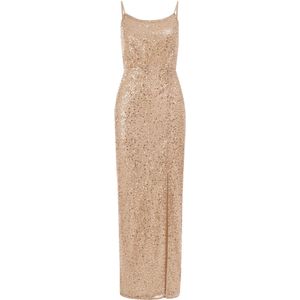 WE Fashion - Maxi Jurk - Goud - Pailletten - Regular Fit