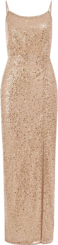 WE Fashion - Maxi Jurk - Goud - Pailletten - Regular Fit