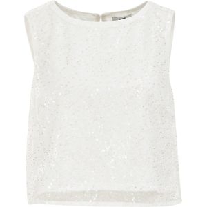 WE Fashion - Dames Top - Pailletten - Wit - Regular Fit