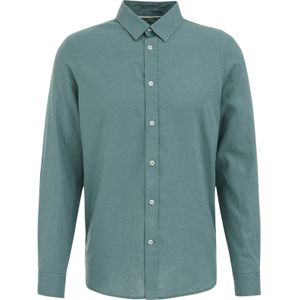 WE Fashion - Overhemd - Saffier - Linnen - Lange Mouw - Regular Fit