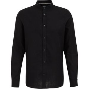 WE Fashion - Casual Overhemd - Zwart - Linnen en Katoen