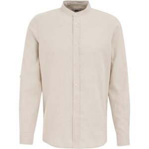 WE Fashion - Casual Overhemd - Ecru - Linnen en Katoen - Lange Mouw