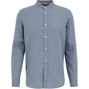 WE Fashion - Overhemd - Katoen/Linnen - Regular Fit - Lange Mouwen - Mao Kraag