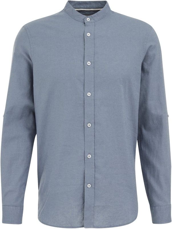 WE Fashion - Overhemd - Katoen/Linnen - Regular Fit - Lange Mouwen - Mao Kraag