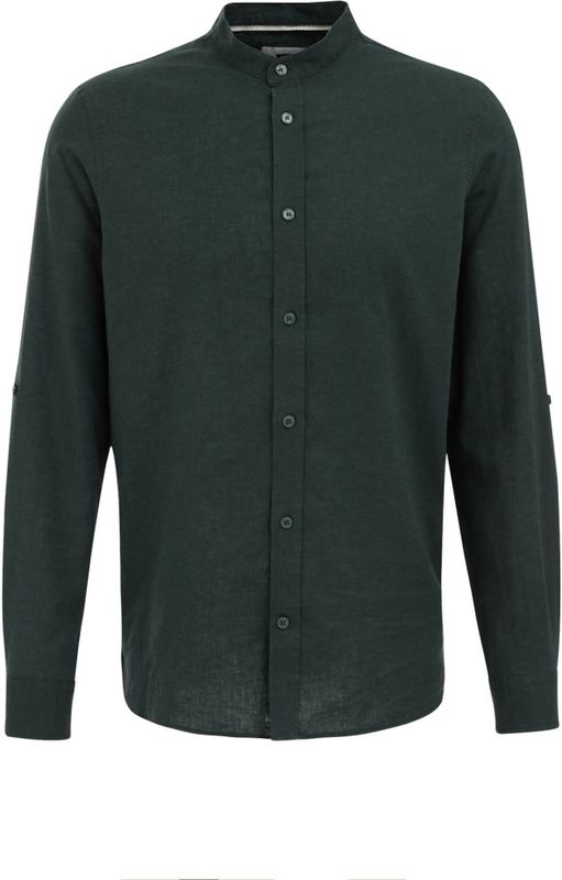 WE Fashion - Overhemd - Donkergroen - Linnen - Lange Mouw