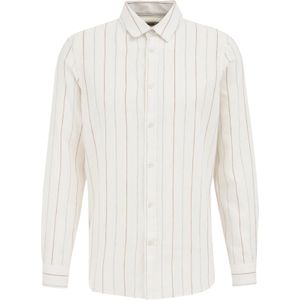 WE Fashion Heren easy care regular fit overhemd van linnenmix