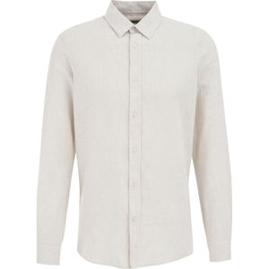 WE - Fundamentals - Overhemd - Ecru - Linnen, Regular Fit, Lange Mouwen