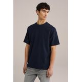 WE Fashion - T-shirt - Donkerblauw - Katoen - Korte Mouwen