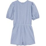 WE Fashion - Playsuit - Lichtblauw - Polyester - Ritssluiting, Ballonmouwen