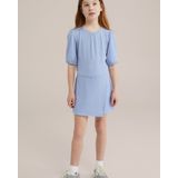 WE Fashion - Playsuit - Lichtblauw - Polyester - Ritssluiting, Ballonmouwen