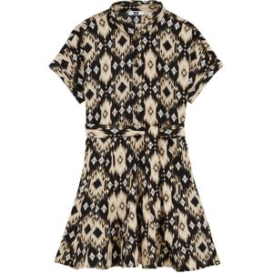 WE Fashion - Jerseyjurk - Regular Fit - Kraag - Korte Mouwen - Met Ceintuur