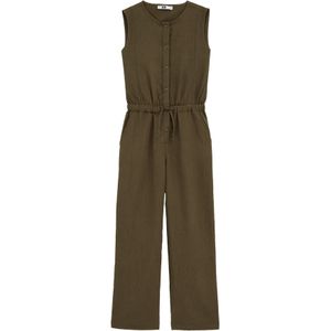 WE Fashion - Meisjes jumpsuit met structuur - Regular fit - Khaki -  Maat: 164