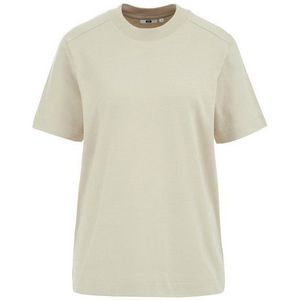 WE Fashion - Dames T-shirt van katoen - Regular fit - Beige - Katoen - Maat: XXXL