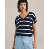 WE Fashion - Gebreide Trui - Donkerblauw - Regular Fit - Katoen