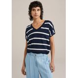 WE Fashion - Gebreide Trui - Donkerblauw - Regular Fit - Katoen