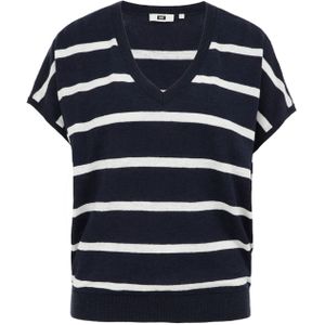 WE Fashion - Gebreide Trui - Donkerblauw - Regular Fit - Katoen