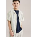 Overhemd - Streepdessin - Korte Mouwen - Linnen en Viscose