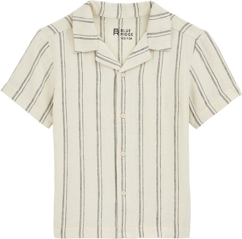 Overhemd - Streepdessin - Korte Mouwen - Linnen en Viscose