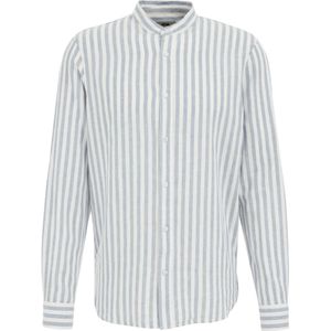 Fundamentals - Heren overhemd van linnenmix - Regular fit - Blauw - Linnen - Maat: M