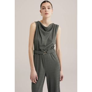 WE Fashion straight jumpsuit donkergroen met lurex
