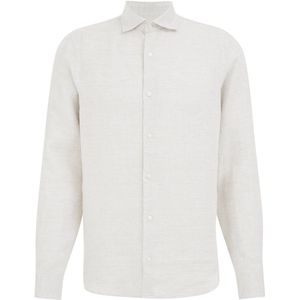 Van Gils - Heren Overhemd - Beige - Linnenmix