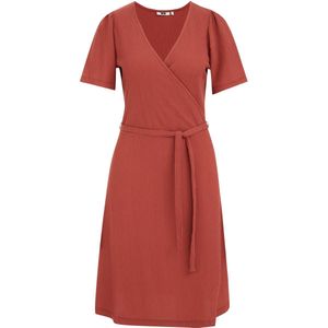 WE Fashion - Dames Jurk met Structuur - Bordeauxrood - Regular Fit
