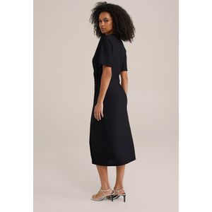 WE Fashion - Jurk - Zwart - 3/4 Lengte - V-hals - Gedrapeerd Wikkel Design