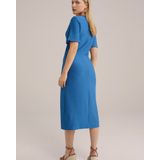 WE Fashion - Dames Jurk - Blauw - Gerecycled Polyesterblend - Regular Fit