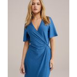 WE Fashion - Dames Jurk - Blauw - Gerecycled Polyesterblend - Regular Fit
