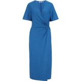 WE Fashion - Dames Jurk - Blauw - Gerecycled Polyesterblend - Regular Fit