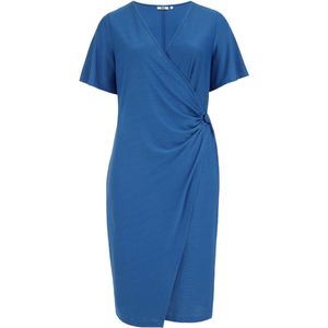 WE Fashion - Curve - Midi Jurk - Zwart - Met Plooidetail