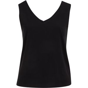 WE Fashion - Dames singlet - Curve - Regular fit - Zwart - Katoen - Plus Size Maat: 46