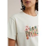 WE Fashion - Dames T-shirt - Gebroken Wit - Regular Fit - Katoen