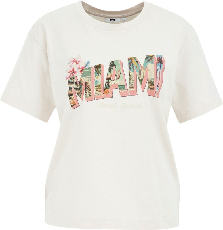 WE Fashion - Dames T-shirt - Gebroken Wit - Regular Fit - Katoen