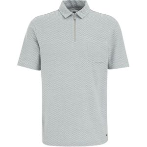 WE Fashion - Heren Slim fit polo met print - Slim Fit - Grijsblauw - Katoen - Maat: S