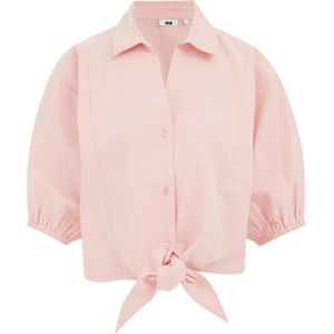 Blouse - Korte Lengte - Stijlvolle Kraag - V-Hals - Wijde Mouwen