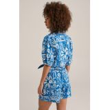 WE Fashion - Blouse - Blauw/Wit - Klassieke Blouse - Driekwart Mouw - Bloemenprint