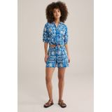 WE Fashion - Blouse - Blauw/Wit - Klassieke Blouse - Driekwart Mouw - Bloemenprint