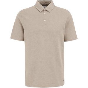 WE Fashion - Heren polo met structuur - Slim Fit - Beige - Katoen - Maat: XXXL