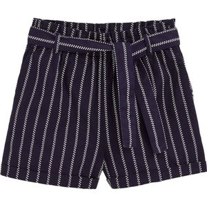 WE Fashion - Broek - Marine/Wit - Viscose - Gestreept, Riemlussen, Regular Pasvorm