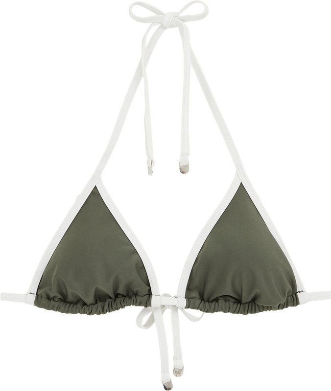 WE Fashion Bikinitop  olijfgroen / wit