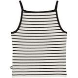 WE Fashion - Spaghetti Top - Zwart/Wit - Geribbeld Gebreid - Slanke Pasvorm