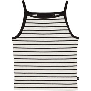 WE Fashion - Spaghetti Top - Zwart/Wit - Geribbeld Gebreid - Slanke Pasvorm