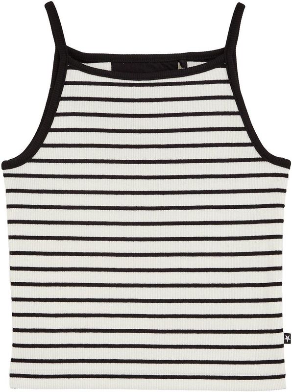 WE Fashion - Spaghetti Top - Zwart/Wit - Geribbeld Gebreid - Slanke Pasvorm