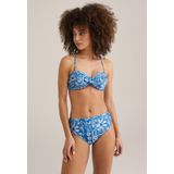 WE Fashion - Bikinibroek - Royal Blue - Regular Fit - High Waist - Bloemenprint